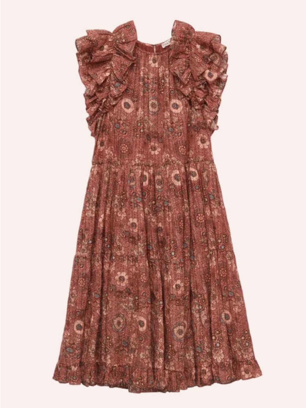 ULLA JOHNSON Adele Floral Meadow Ruffle Tiered Mini Dress \\ 00